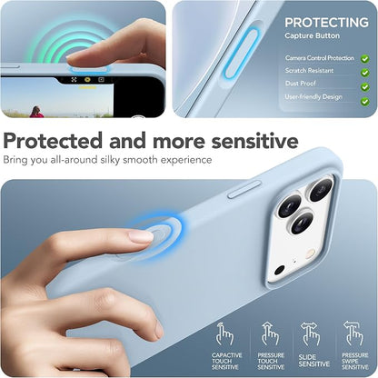 GONEZ Magnetic for iPhone 17 Pro Max Case, Compatible with MagSafe, [Screen Protector + Camera Lens Protector], Liquid Silicone Anti-Scratch Shockproof Protective Phone Case 6.9 inch, Blue