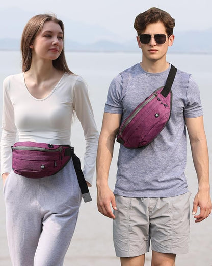 WATERFLY Running Belt Fanny Pack: Runner Marathon Jogging Waist Pack Sport Workout Exercise Fitness Phone Holder Belt for Men Women Jogger Slim Waistband Black