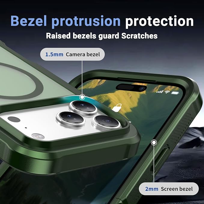jaroco Magnetic for iPhone 17 Pro Max Case, [Compatible with MagSafe][Military Grade Drop Protection][Heavy Duty Protection][Non-Slip][Shockproof] 2-Layer Durable Bumper Phone Case 6.9''-Army Green