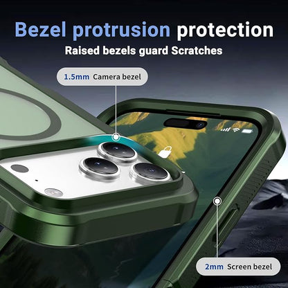 jaroco Magnetic for iPhone 17 Pro Max Case, [Compatible with MagSafe][Military Grade Drop Protection][Heavy Duty Protection][Non-Slip][Shockproof] 2-Layer Durable Bumper Phone Case 6.9''-Army Green