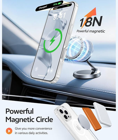 FNTCASE for iPhone 16 Pro Case, Fit for Magsafe, Screen Protector Clear | Anti Yellowing Magnetic Back, 14FT Military Grade Drop Protection, Shockproof Protective Phone Cover, Transparent