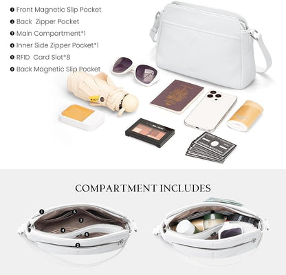 befen Anti-theft Crossbody Bag for Women Genuine Leather, Small Cross Body Shoulder Handbags with RFID Card Slots