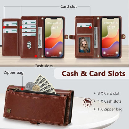 Wallet Case for iPhone 14 Plus with Card Holder/Crossbody Wallet/Strap| RFID Blocking | Magnetic | Kickstand | Detachable | PU Leather Phone Case for iPhone 14 Plus,6.7 in,Brown