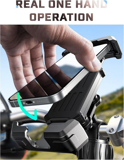 LISEN 2026 Bike Phone Holder, [Anti-Vibration] Motorcycle Phone Mount, Bicycle Phone Holder, Handlebar Phone Mount Scooter Ebike Accessories Bicycle Accessories for iPhone Samsung Google Pixel, Black