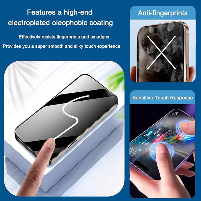 2 Pack 25° Ultra Privacy Screen Protector for iPhone 14 Pro Max, [Auto-Dust Removal and Auto-Alignment], Wide-Angle Anti-Spy Tempered Glass Film, Easy and Quick Installation
