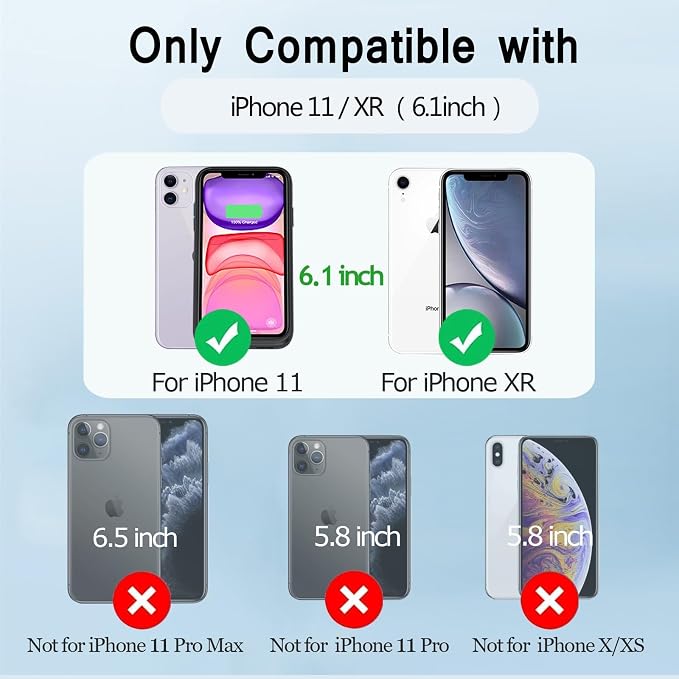 Battery Case for iPhone 11/XR, 7500mAh Ultra-Slim Portable Charging Case Rechargeable Protective Battery Pack for iPhone 11 and iPhone XR External Charger Case 6.1 Inch-Black