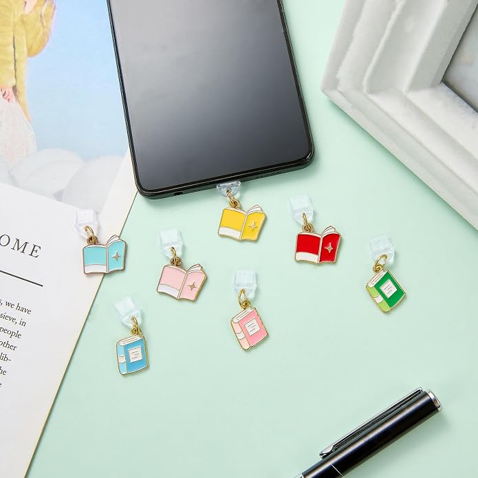 7-10Pcs Dust Plug Charm Type C with Alloy Pendants Cute Cell Phone Charms for Most Type C Phone,Readers Device