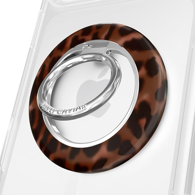 VELVET CAVIAR Compatible with MagSafe Phone Grip 2.0 | Cute Magnetic Ring Holder | Finger Loop Kickstand | Pop On Accessory for iPhone 17, 16, 15, 14, 13, 12 | It Girl Leopard