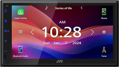JVC KW-M590BT Single Din/Double Din Car Stereo (50W x 4-Ch), L-Shaped Chassis Fits Most Cars, Large 6.8" Hi-Res Touchscreen, AM/FM, Apple CarPlay, Android Auto, Rear Camera Input, USB 2.1 Fast Charge