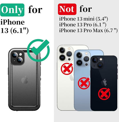 Cozycase TOP Military Protective Case for iPhone 13 IP68 Waterproof Heavy Duty 360 Shockproof Full Body With Screen Camera Protector Double Dustproof Hard Tough Front Back Cover i Phone 13 Proof Case