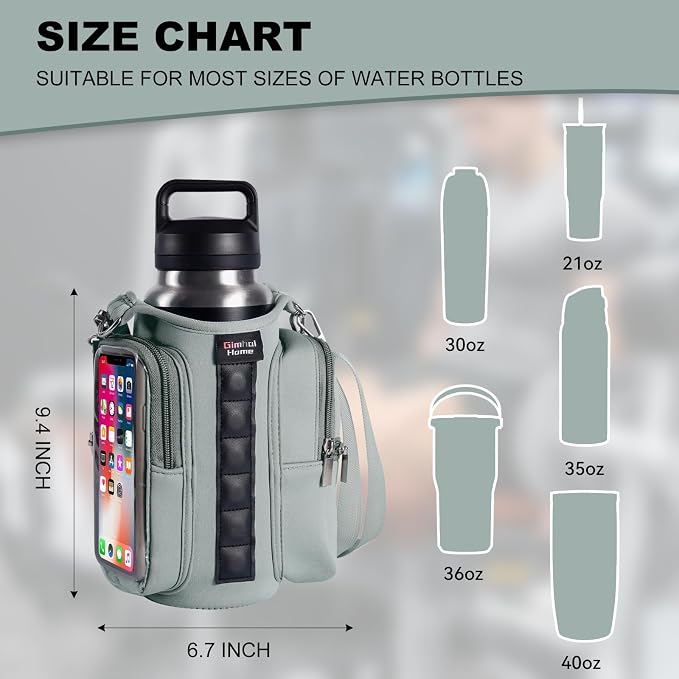 Magnetic Gym Bags for Men & Women with Adjustable Strap,Magnetic Bag Water Bottle Holder for Travel, Work,Sports,Water Bottle Sling Bag with Pocket (Gray)