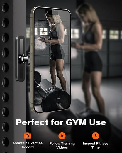 APPS2Car Magnetic Phone Holder for Gym, Alloy Base & Ball Joint, Attach to Metal Surfaces, Dual Magnetic Phone Mount for MagSafe iPhone 12-17 Series