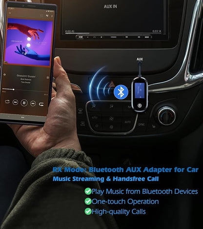 Bluetooth Transmitter Receiver 2 in 1, Low Latency AUX Adapter with LCD Screen, Airplane Bluetooth Adapter for Headphones Airplane/TV/PC/Car/Home Stereo, Wireless Audio Receivers Adapters KAIY