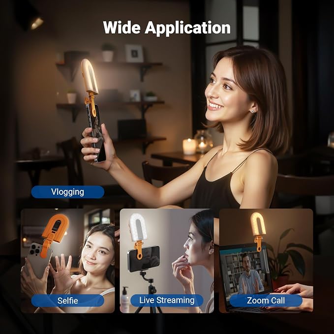 NEEWER GM66 Clip on Selfie Light for Phone, 68 LEDs, Bi Color Lighting Compatible with iPhone with CRI97+, 2000mAh for TikTok Vlog Recording Streaming Laptop Computer Webcam Video Conference Makeup