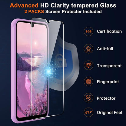 Compatible for Samsung Galaxy A16 5G Phone Case: A16 Case [Mag-Safe Fit] with 2PC Tempered Glass Screen Protector,Matte Translucent Soft-Touch Skin/Full Body Protection for Cell Phone A 16 Cover,Pink