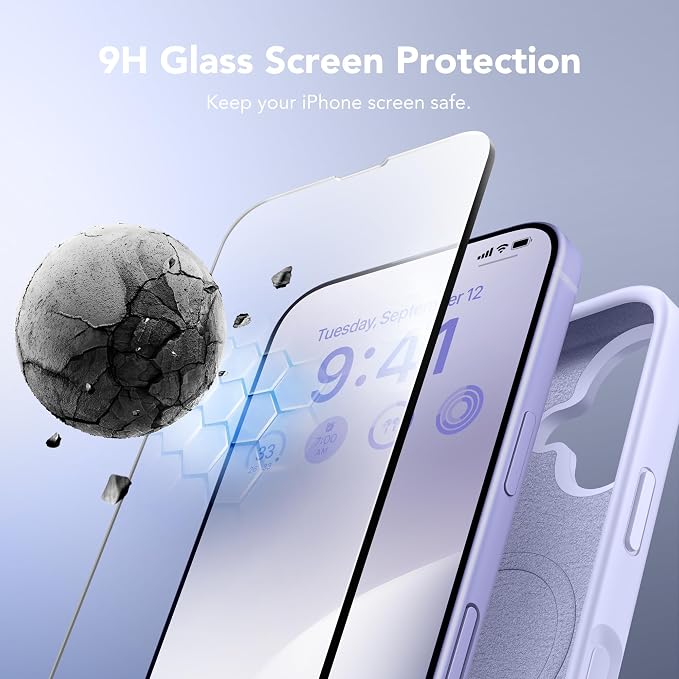 GONEZ Magnetic for iPhone 17 Case, Compatible with MagSafe, [Screen Protector + Camera Lens Protector], Liquid Silicone Anti-Scratch Shockproof Protective Phone Case 6.3 inch, Lilac