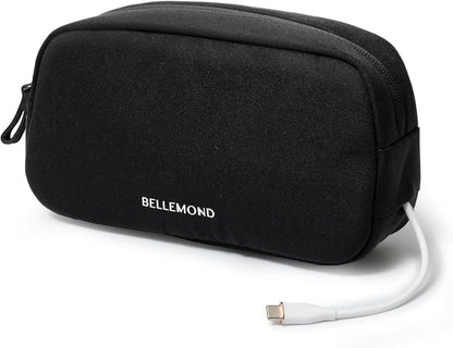 BELLEMOND Tech Organizer Pouch for Travel | Electronics Organizer Case for Cables, Chargers & Accessories | Hidden AirTag Pocket, Cable Pass-Through & Waterproof Base | Sumi Black