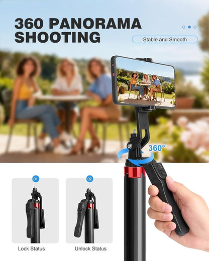 71" Phone Tripod Selfie Stick for iPhone/Android/Camera, Cell Phone Tripod Stand with Wireless Remote Control, Extendable Phone Mount 360° Rotation