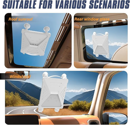 ACOVE Suction Car Cup Mount for Starlink-Mini,2-in-1 Satellite Dish Mounts Protective Silicone Case & Strong Suction Cup Stable Satellite Signal with Hook & Handle for Car Window/RVs/Road Trips,White