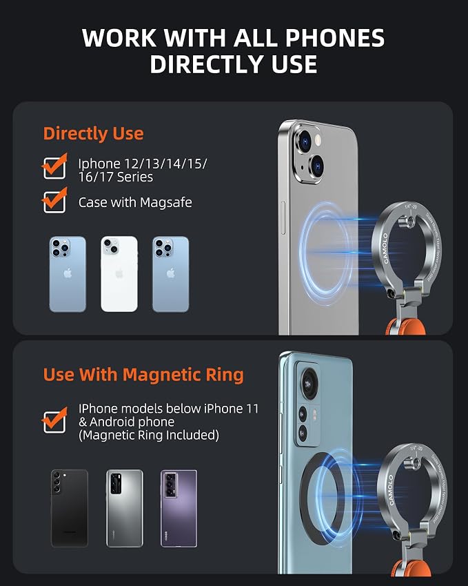 Magnetic Phone Stand with Spinner,Dual Rings Holder,360° Magnetic Phone Ring Grips,Compatible with iPhone 17/16/15/14/13/12 Series&MagSafe for Gym Office Travel Tiktok,Stress Relief Fidget Spinner