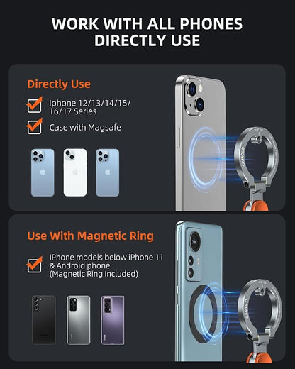 Magnetic Phone Stand with Spinner,Dual Rings Holder,360° Magnetic Phone Ring Grips,Compatible with iPhone 17/16/15/14/13/12 Series&MagSafe for Gym Office Travel Tiktok,Stress Relief Fidget Spinner