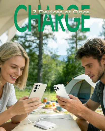 Miady 2-Pack Small Portable Charger 5000mAh Power Bank Travel Battery Pack 2 White | 5000mAh丨18.5Wh丨Type C in&Out丨Pocket Size丨Compatible with iPhone 17 Galaxy S24 Android etc丨Flight-Safe丨Lightweight丨White+White