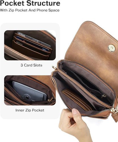 CHOLISS Small Crossbody Bags for Women, Vegan Leather Cell Phone Purse, Mini Travel Purse with Adjustable Strap Womens Gifts