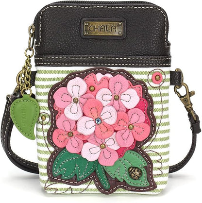 CHALA Plant Life Collection Cell Phone Crossbody Purse-Women PU Leather/Canvas Multicolor Handbag with Adjustable Strap