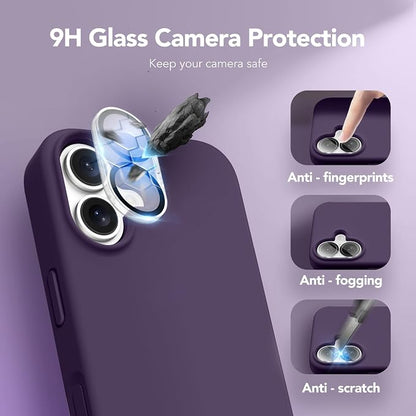 GONEZ Magnetic for iPhone 16 Case, Compatible with MagSafe, [Screen Protector + Camera Lens Protector], Liquid Silicone Shockproof Protective Phone Case for iPhone 16 6.1", Deep Purple