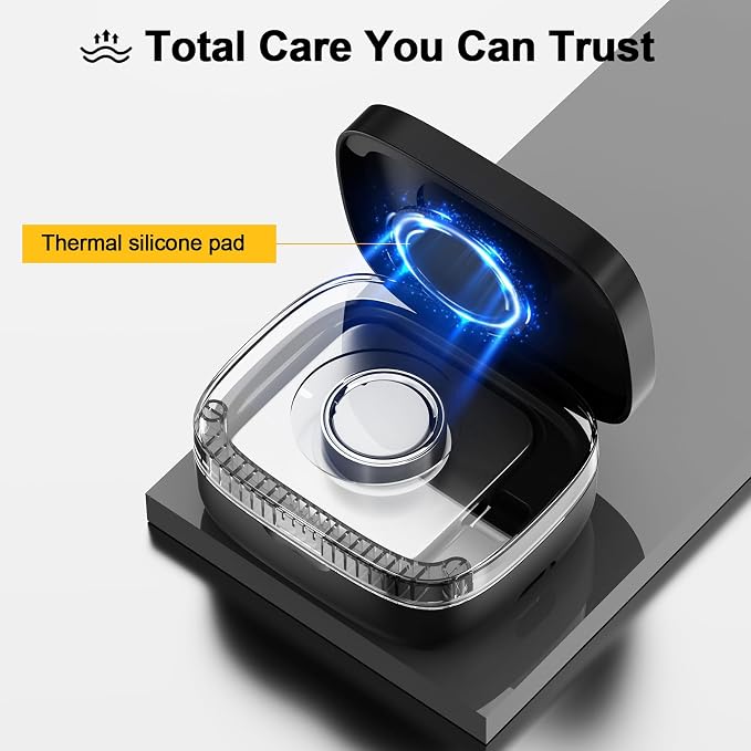 Wireless Charging Case for Oura Ring Gen 4 & 3 Charger, 1000mAh Portable Travel Power Station Fits All-Sized Oura Ring 4 & 3, 30-Day Runtime (Official Charger NOT Included)(Black)
