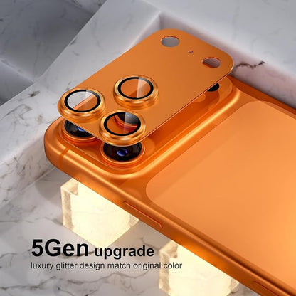 Choiche Compatible for iPhone 17 Pro Max Camera Lens Protector, Strong Adsorption Camera Cover with 9H Tempered Glass Lens Screen Protector Metal Ring Decoration Accessories 6.9-inch (Orange)