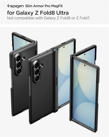 Spigen Slim Armor Pro MagFit for Galaxy Z Fold 8 Ultra Case, Black | Spring Hinge Protection, Air Cushion Technology, Compatible with MagSafe, SecuLink, Camera Plateau Protection