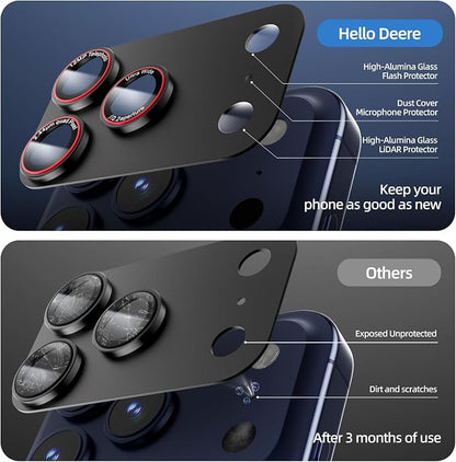 9H High-alumina Tempered Glass Camera Lens Protector for iPhone 17 Pro Max Lens , Military-Grade Shatterproof with Strong Adsorption, Full Coverage Case-Friendly Cover (Black, iPhone 17 Pro Max - 2 Pack)