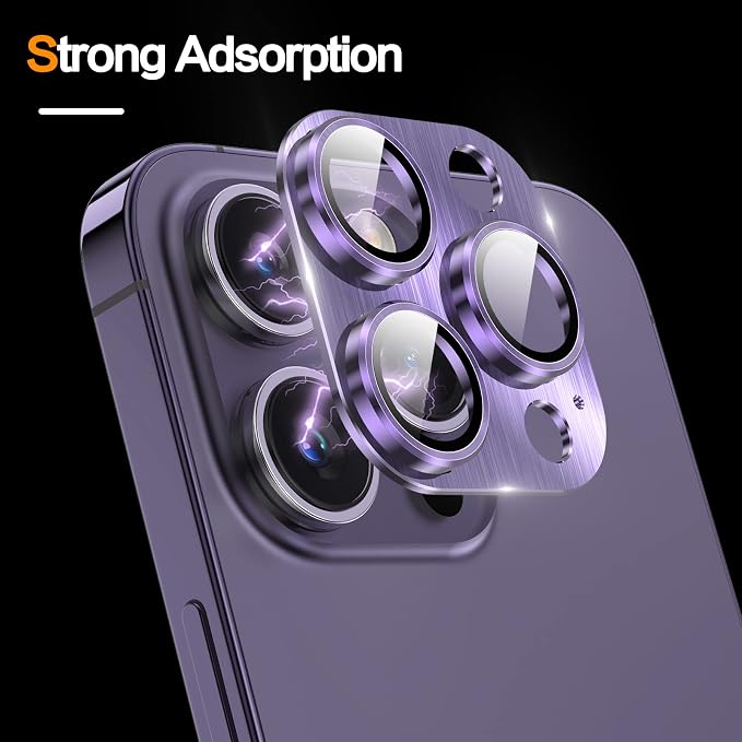 YWXTW Tempered Glass Camera Lens Protector for iPhone 14 Pro Max, 3D Full Coverage Protection, Night Circle Technology, Stronger Adsorption