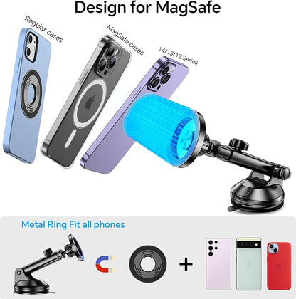 Coolpow for MagSafe Car Mount【Windshield+Vent+Dash】Magnetic Phone Holder for Car Phone Holder Mount Cell Phone Holders for Your Car Accessories Suction Phone Mount for Car Truck Stand for iPhone 17 16