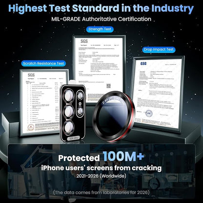 Uyiton for Samsung Galaxy S26 Ultra Camera Lens Protector - [Case-Friendly][Not Easy to Break][Ultra-Thin] Military-Grade Tempered Glass with Aluminum Metal Rear Camera Screen Cover - Black+Red