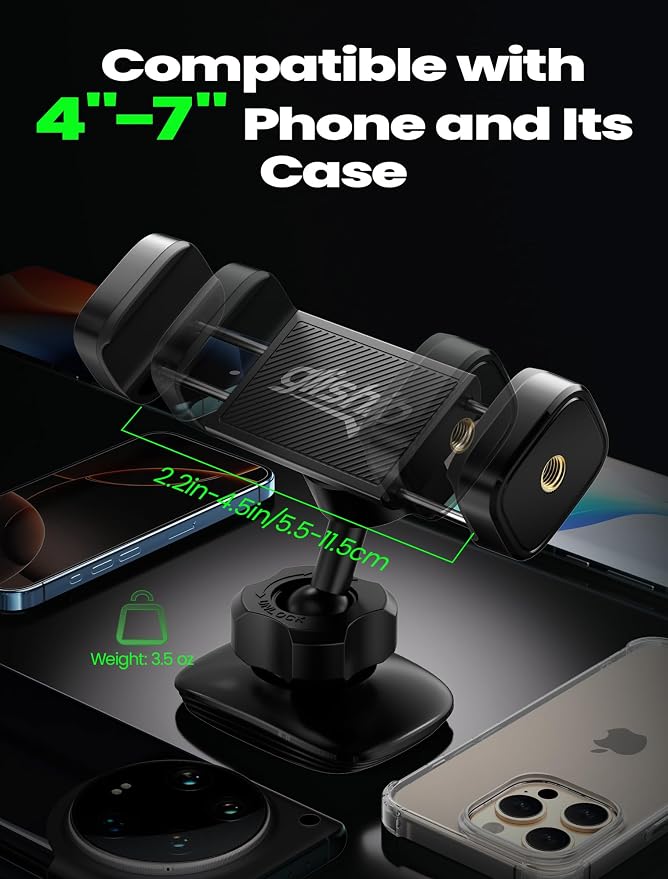 Gym Magnetic Phone Holder, Portable Magnetic Phone Holder Phone Mount Gym Essentials Accessories, 360° Adjustable Dual Ballhead Rotatable for Smartphones 4.7-7" with 2 Magnet Plates