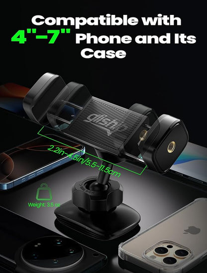 Gym Magnetic Phone Holder, Portable Magnetic Phone Holder Phone Mount Gym Essentials Accessories, 360° Adjustable Dual Ballhead Rotatable for Smartphones 4.7-7" with 2 Magnet Plates
