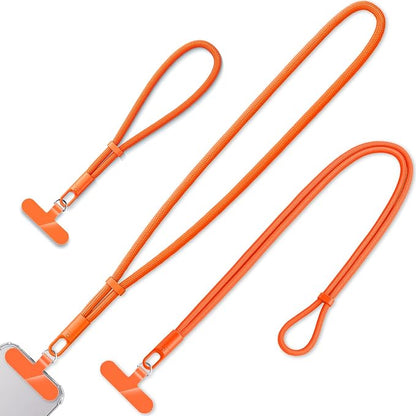KITANIS 3 Pack Phone Lanyard,1×Phone crossbody strap,1×Phone Neck Strap,1×Wrist Strap,3×Tether Tabs,Universal Cell Phone Multifuctional Patch Polyester Lanyards(Orange)