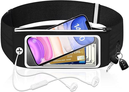 Running Belt Waist Packs with 3 Pockets Touchscreen Window for Women & Men Sweatproof Fitness Belt for iPhone 15 Pro Max 14 Pro Max 13 Pro 12 11 Fit Smartphone Up to 7"
