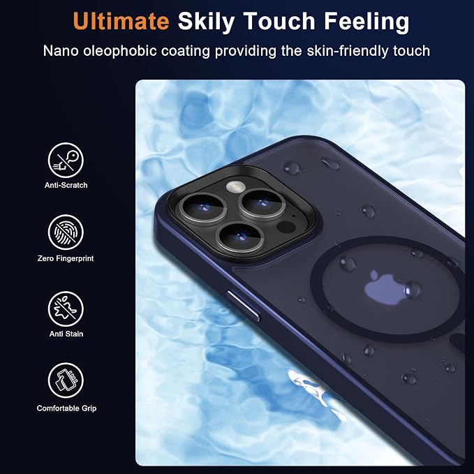 MOCCA Strong Magnetic for iPhone 12 Pro Max Case,[Compatible with Magsafe][Glass Screen Protector+Camera Lens Protector] Slim Thin Shockproof Cover Phone Case for iPhone 12 Pro Max 6.7", Deep Blue