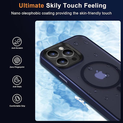 MOCCA Strong Magnetic for iPhone 12 Pro Max Case,[Compatible with Magsafe][Glass Screen Protector+Camera Lens Protector] Slim Thin Shockproof Cover Phone Case for iPhone 12 Pro Max 6.7", Deep Blue