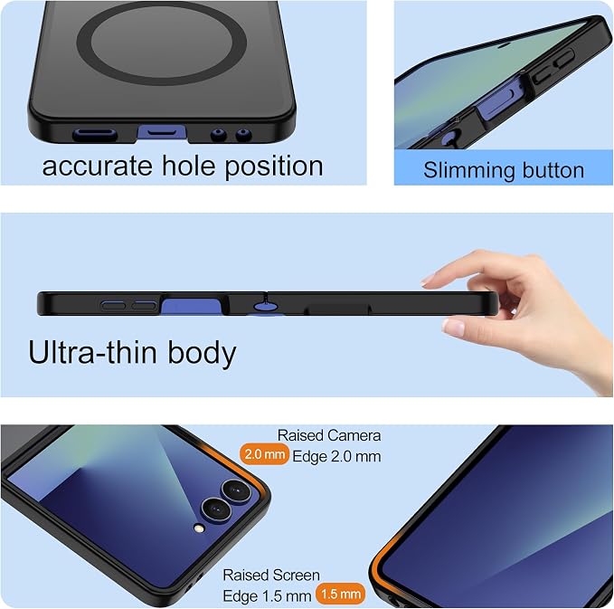 Pilaru for Samsung Galaxy Z Flip 7 case [Compatible with Magsafe] Translucent Matte Magnetic flip 7 Phone Case,Slim Thin Duty Shockproof Protection zflip 7 Case-Black
