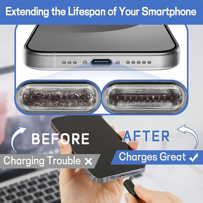 iPhone Cleaning Kit CleaniKu Phone Cleaner - iPhone Charging Port Cleaning Tool, Multi-Tool Phone Repair Restore with Speaker Cover, USB C Cleaning Kit for Lightning Cables,Connectors,Speakers,Airpod