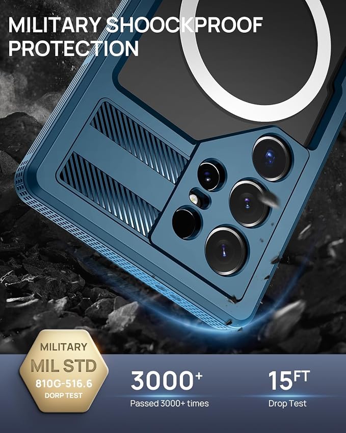 Lanhiem Magnetic for Samsung Galaxy S26 Ultra Case, IP68 Waterproof Dustproof Case, [Compatible with Magsafe] [Built-in Lens & Screen Protector] Full Body Shockproof Rugged Phone Case 6.9 inch, Blue