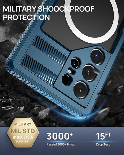 Lanhiem Magnetic for Samsung Galaxy S26 Ultra Case, IP68 Waterproof Dustproof Case, [Compatible with Magsafe] [Built-in Lens & Screen Protector] Full Body Shockproof Rugged Phone Case 6.9 inch, Blue