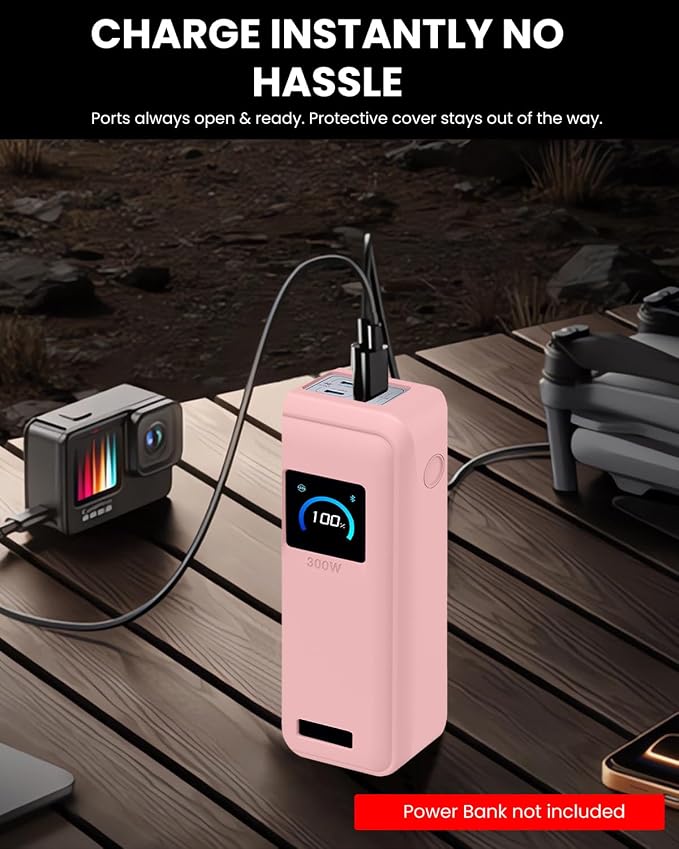 Silicone Case for Anker Prime Power Bank 300W 26,250mAh,Full-Body Protective Cover for Anker Prime Power Bank 300W,Precise Port Cutouts (Case Only) Pink