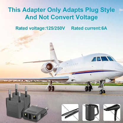 Travel Adapter, 20 Pack of US/CA to European Plug Adapter Travel Power Plug Universal Power Jack Wall Plug Converter (Black)