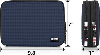 BUBM Double Layer Electronic Accessories Organizer, Travel Gear Bag for Cables, USB Flash Drive, Plug and More, Perfect Size Fits for iPad Mini (Medium, Dark Blue) | Travel Gadget Bag for Cables, USB Flash Drive, Plug and More, Perfect Size Fits for iP...