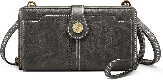 S-ZONE Vegan Leather Crossbody Bags for Women Small Cell Phone Purse RFID Blocking Clutch Purses with 2 Straps